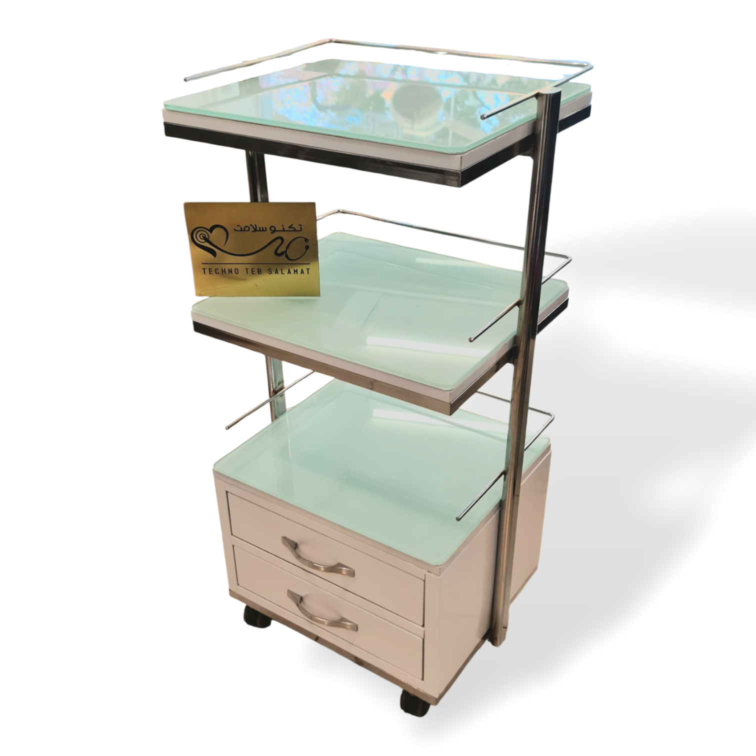 ترالی شیشه ای دوکشو سه طبقه